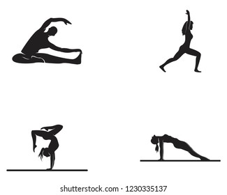 Athletic yoga vector silhouette