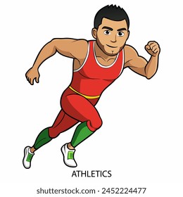 Atleta atleta aislado sobre fondo blanco en estilo de dibujos animados. Juegos de verano 2024. Ilustración vectorial.