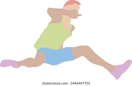 Athletics athlete running steeple chase jump. Simple vector illustration