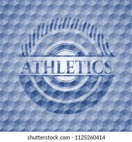 Athletics blue emblem with geometric pattern.