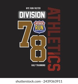 división de atletismo 78, diseño tipografía ilustración vectorial