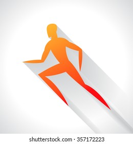 Athletics emblem of abstract stylized running man. Sport concept for advertising, branding, illustration.