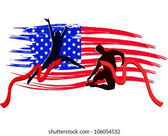 athletics final with American flag background