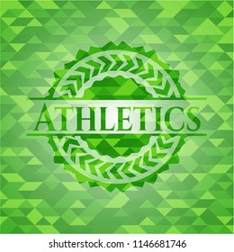 Athletics green emblem with mosaic ecological style background