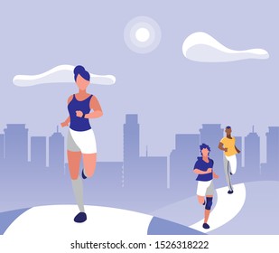 Athletics Group People Running Park Vector Stock Vector (Royalty Free ...