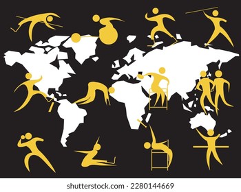 Athletics icon set for people with disabilities.