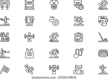 Athletics icons collection is a vector illustration with editable stroke.