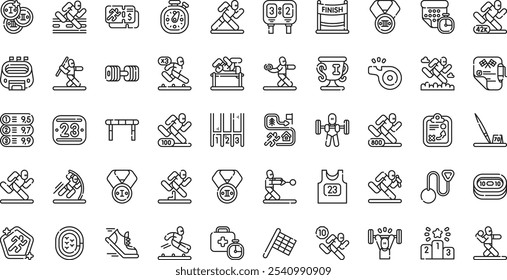 Iconos de atletismo Colección de iconos vectoriales de alta calidad con trazo editable. Ideal para Profesional y Proyectos Creativos.