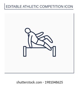 Athletics line icon. Olympic sport. High jumping. Pole vaulting.Athletic competition concept. Isolated vector illustration. Editable stroke