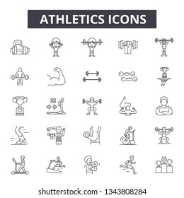 Athletics line icons for web and mobile design. Editable stroke signs. Athletics  outline concept illustrations