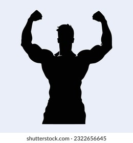 Athletics man Body Builder Silhouette, Muscle, vector isolated 