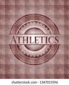 Athletics red badge with geometric pattern. Seamless.