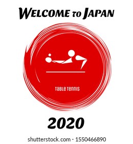 Athletics sport game icon. Summer sport games symbols. Table tennis pictogram. Pictograms of the XXXII Summer Olympic Games in Tokyo 2020. Vector illustration isolated on a white background