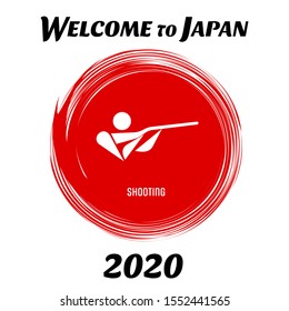 Athletics sport game icon. Summer sport games symbols. Shooting pictogram. Pictograms of the XXXII Summer Olympic Games in Tokyo 2020. Vector illustration isolated on a white background