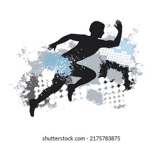 Athletics sport graphic with dynamic background.