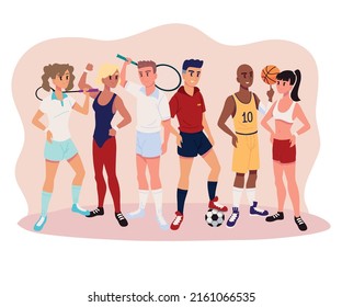 athletics sports people with balls and racket - Shutterstock ID 2161066535