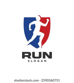 Athletics Sprinter Logo Design Vector Illustration