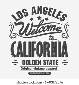 Athletics typography, t-shirt graphics. California t-shirt vector