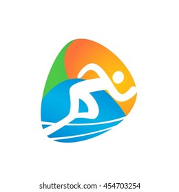 athletics Web button isolated on white background. Athlete Sport Game Logo Competition Icon. Rio 2016 Olympic games in Brazil. summer Sport games symbols. vector illustration