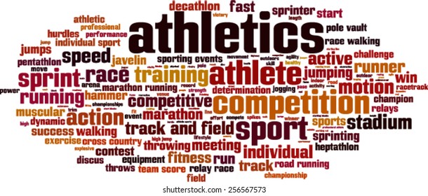 Athletics word cloud concept. Vector illustration