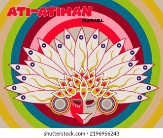 Ati-atihan, sinulog, paroy or dinagyang festival mask in the Philipphines. Editable clipart. svg