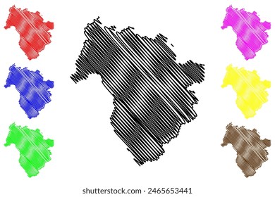 Mapa de la Ilustración vectorial, dibujo a mano alzada del mapa de Atílio Vivacqua, municipio de Atilio Vivacqua (Estado de Espírito Santo, Municipios de Brasil, República Federativa de Brasil)