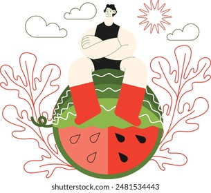 ational watermelon day design template for celebration. watermelon vector design. watermelon image. flat watermelon illustration, healthy eating, organic products