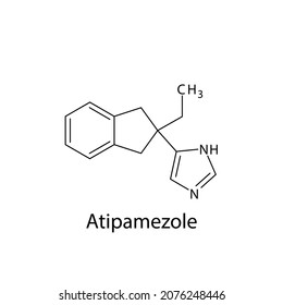 Atipamezole molecular structure, flat skeletal chemical formula. Alpha blocker drug used to treat Amitraz toxicosis. Vector illustration.