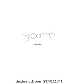 Atiprimod flat skeletal molecular structure JAK2 inhibitr drug used in multiple myeloma treatment. Vector illustration.