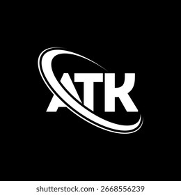 ATK logo. ATK letter logo design. Initials ATK logo linked with circle and uppercase monogram logo. ATK typography for technology, business and real estate brand.