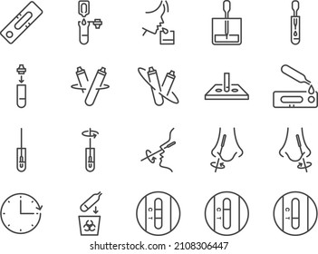 ATK test line icon set. Included the icons as RT PCR, Rapid test, COVID-19, saliva test, and more. - Shutterstock ID 2108306447