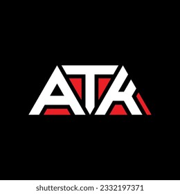ATK triangle letter logo design with triangle shape. ATK triangle logo design monogram. ATK triangle vector logo template with red color. ATK triangular logo Simple, Elegant, and Luxurious design.