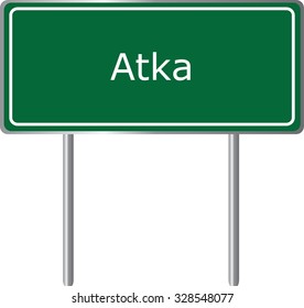 Atka , Alaska , road sign green vector illustration, road table, USA city