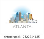 Atlanta city Georgia cityscape illustration skyline drawing