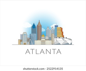 Atlanta city Georgia cityscape illustration skyline drawing