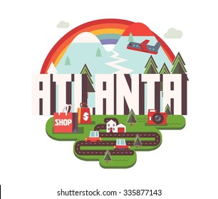 Atlanta city logo in colorful vector