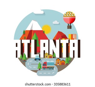 Atlanta city logo in colorful vector