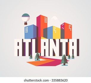 Atlanta city logo in colorful vector