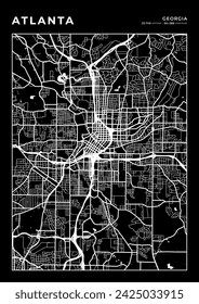 Atlanta City Map, Cartography Map, Street Layout Map