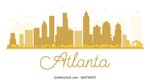 Atlanta City skyline golden silhouette. Vector illustration. Cityscape with landmarks