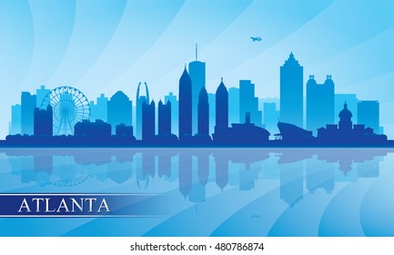 Atlanta City Skyline Silhouette Background, Vector Illustration