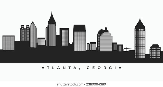 Atlanta city skyline silhouette. Georgia skyscraper landscape in vector format for your design.