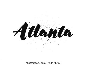 Atlanta City typography lettering design. Hand drawn brush calligraphy, text for greeting card, t-shirt, post card, poster. Isolated vector illustration.