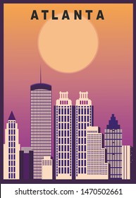 Atlanta city USA Travel background. Vector