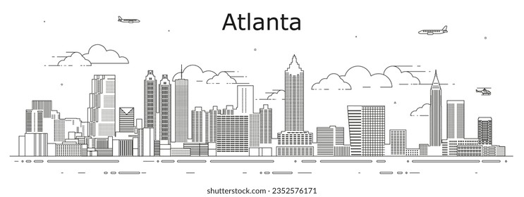 Atlanta cityscape line art vector illustration