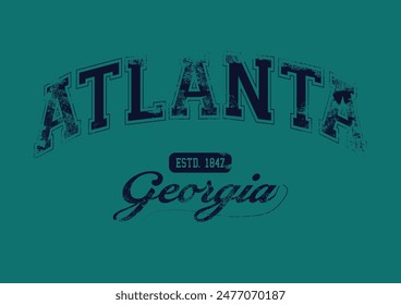 Atlanta College Academy printing,Vintage typography college varsity Atlanta state slogan print for tee t shirt or sweatshirt.eps8