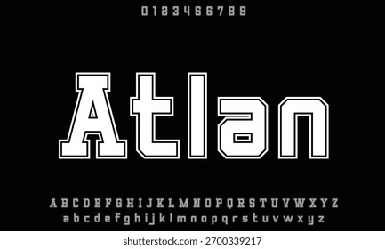 Atlanta College Alfabeto de fonte vetorial regular com números