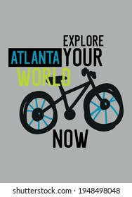 atlanta explora tu mundo,vector de moda de diseño de camisetas