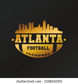 Atlanta, GA, USA American Football Skyline City Silhouette Vector. Design Style Icon Symbols. Sport America Ball.