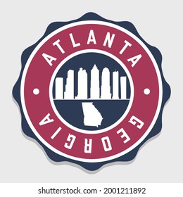 Atlanta, GA, USA Badge City Vector Seal. National Symbol Skyline Stamp Design Icon Label. 